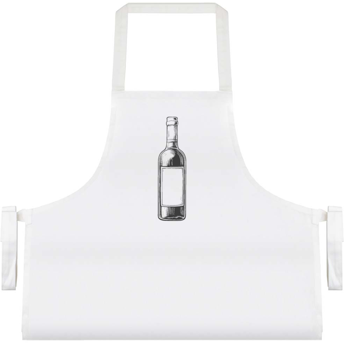 'Single Wine Bottle' Unisex Cooking Apron - White - Unisex Kitchen Bib for Baking, Barbecues, Crafts and Gifts (AP00075966)