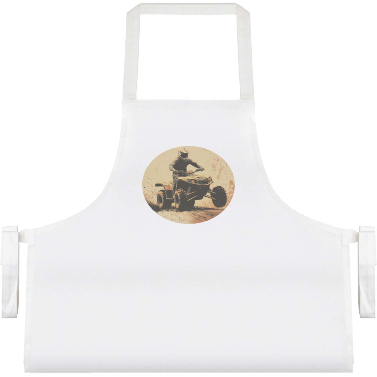'Quad Bike Rider' Unisex Cooking Apron - White - Unisex Kitchen Bib for Baking, Barbecues, Crafts and Gifts (AP00076852)