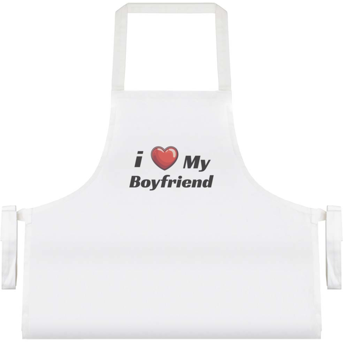 'I Love My Boyfriend' Unisex Cooking Apron - White - Unisex Kitchen Bib for Baking, Barbecues, Crafts and Gifts (AP00077350)