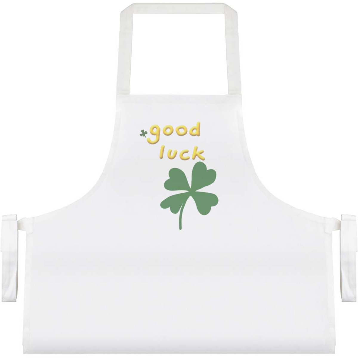 'Lucky Four Leaf Clover' Unisex Cooking Apron - White - Unisex Kitchen Bib for Baking, Barbecues, Crafts and Gifts (AP00077982)