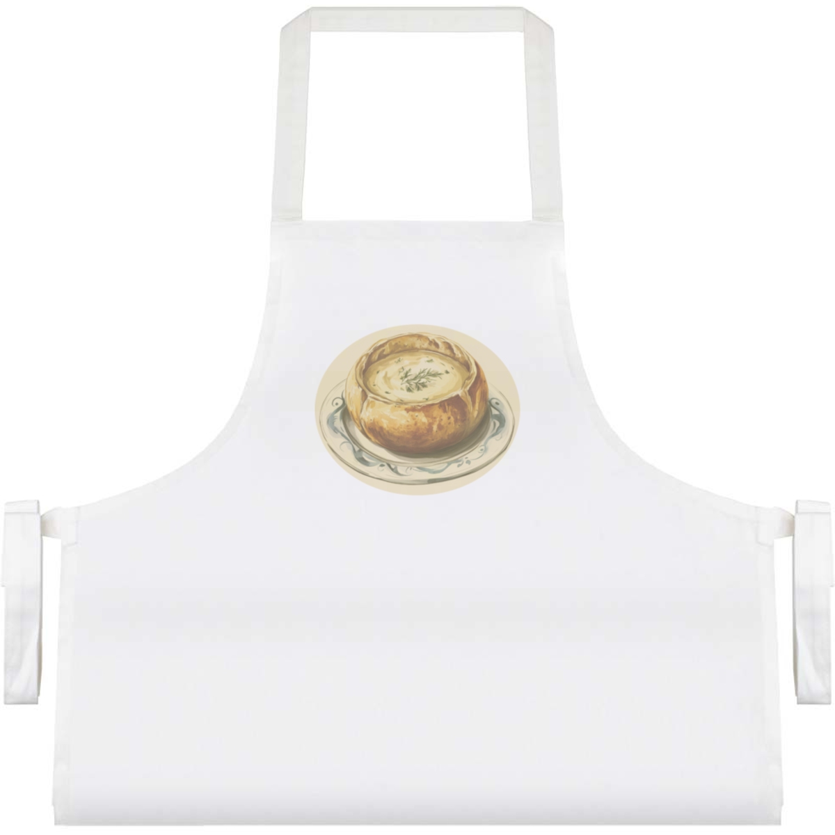 'Sourdough Bread Bowl Filled with Creamy Soup' Unisex Cooking Apron (AP00078576)