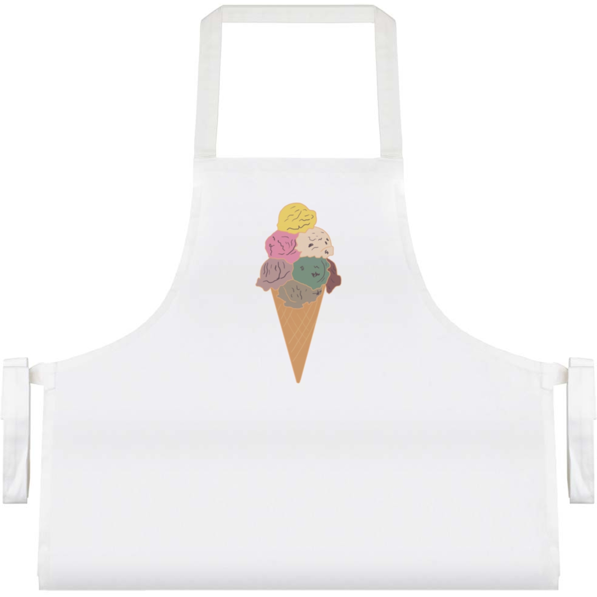 'Ice Cream Sugar Cone ' Unisex Cooking Apron - White - Unisex Kitchen Bib for Baking, Barbecues, Crafts and Gifts (AP00081318)