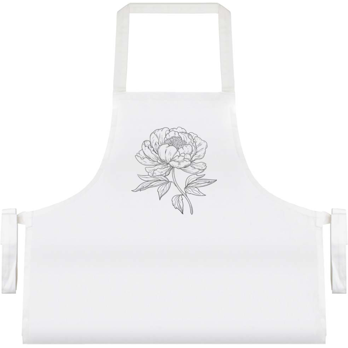 'Single Peony Flower' Unisex Cooking Apron - White - Unisex Kitchen Bib for Baking, Barbecues, Crafts and Gifts (AP00081576)