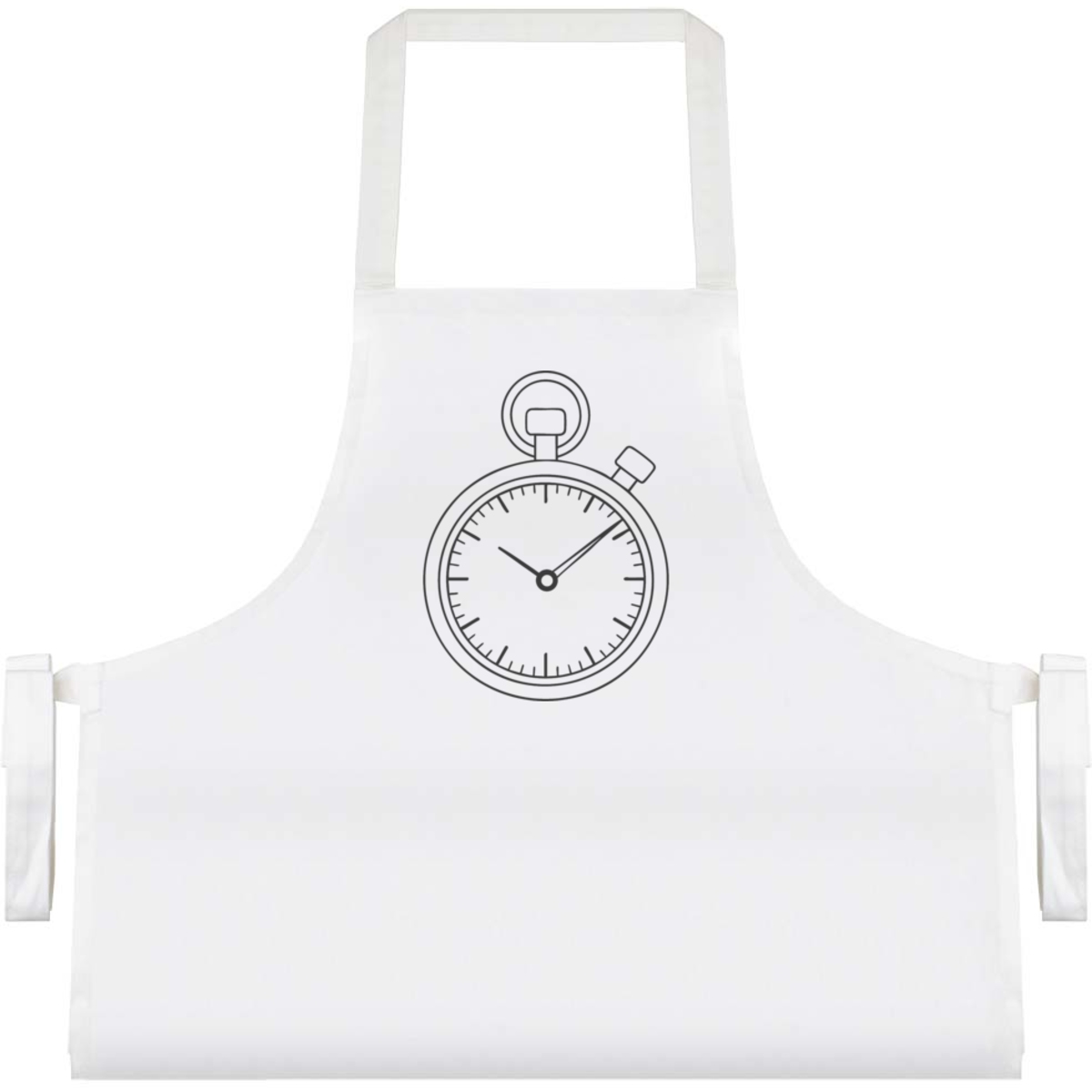 'Stop Watch' Unisex Cooking Apron - White - Unisex Kitchen Bib for Baking, Barbecues, Crafts and Gifts (AP00081584)