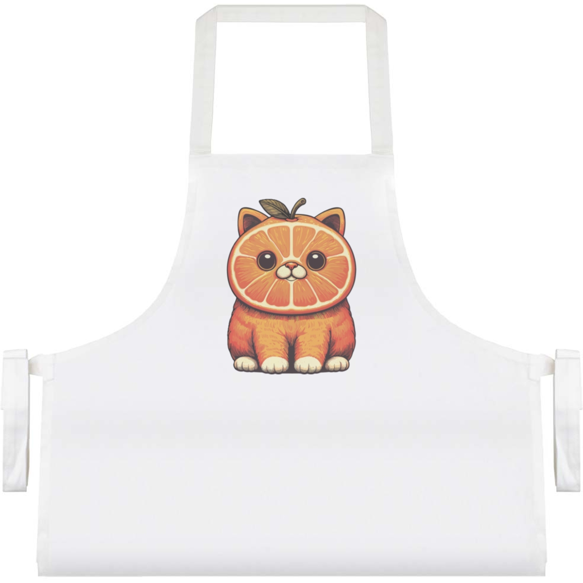 'Funny Orange Cat' Unisex Cooking Apron - White - Unisex Kitchen Bib for Baking, Barbecues, Crafts and Gifts (AP00082220)