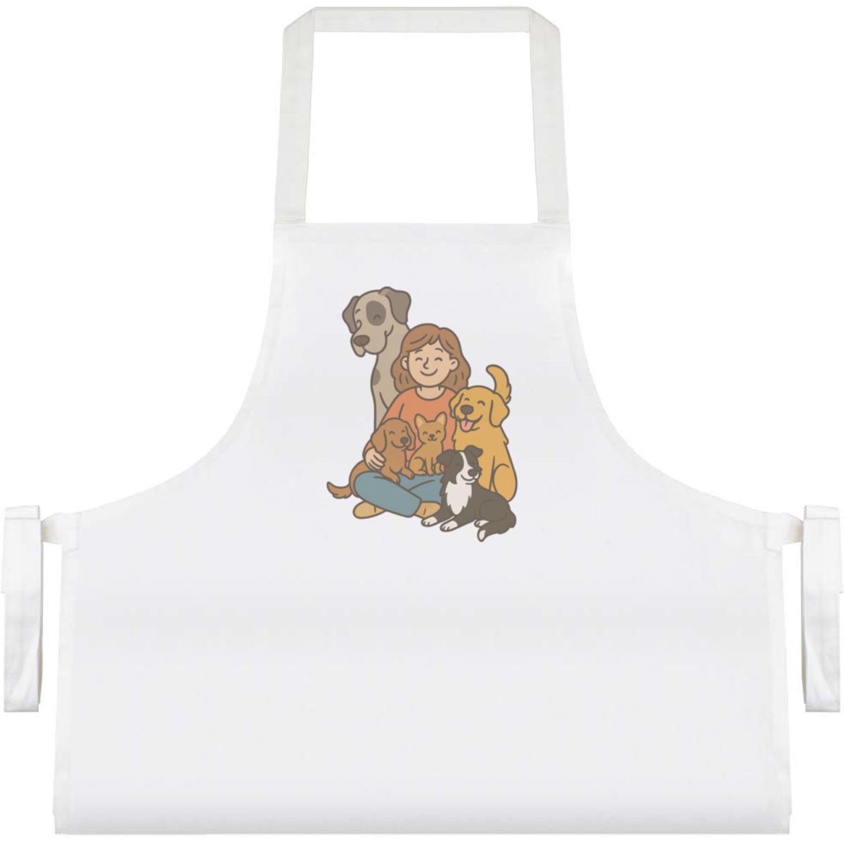 'Dog Lady Pet Lover' Unisex Cooking Apron - White - Unisex Kitchen Bib for Baking, Barbecues, Crafts and Gifts (AP00082354)