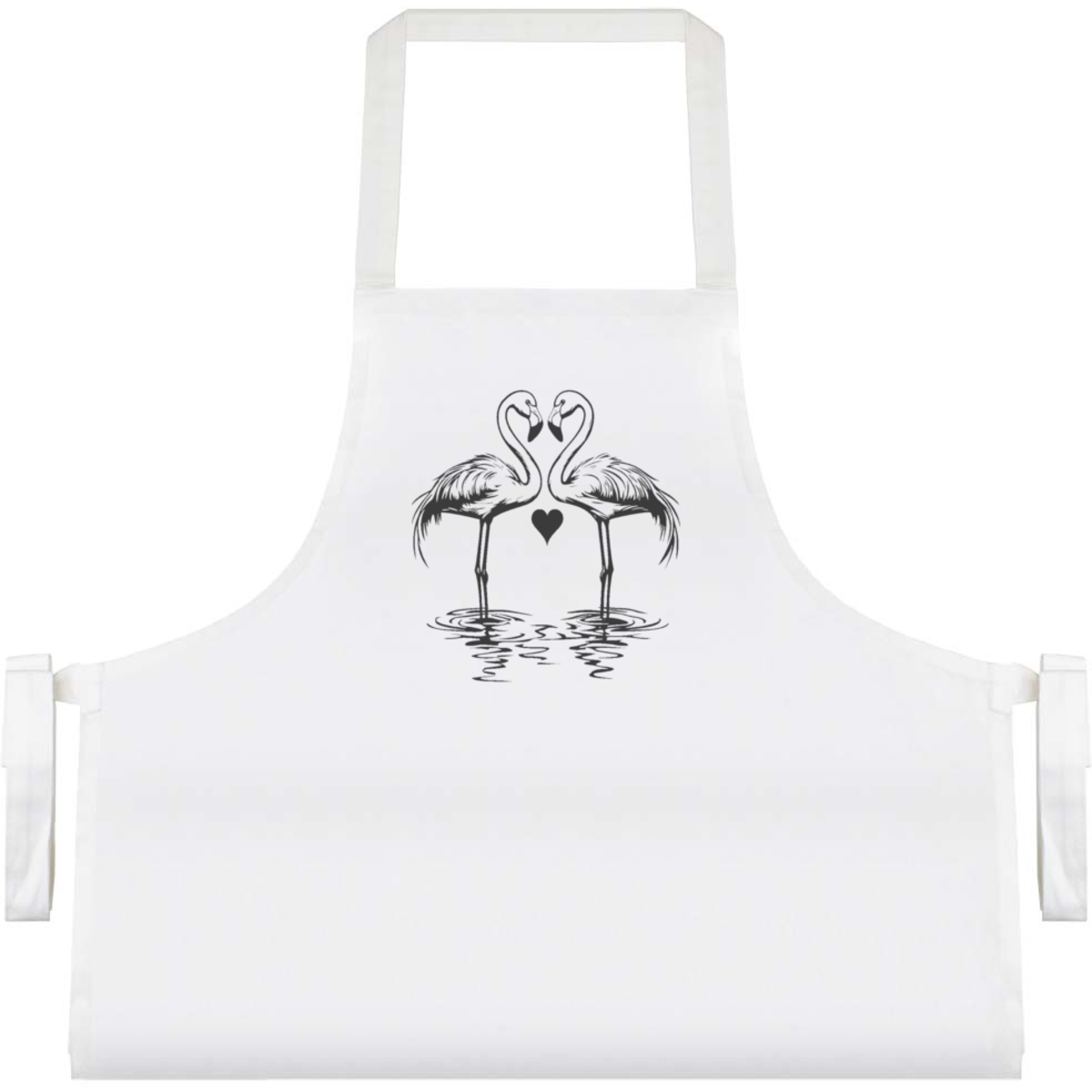 'Pair Of Flamingos & Heart' Unisex Cooking Apron - White - Unisex Kitchen Bib for Baking, Barbecues, Crafts and Gifts (AP00082809)
