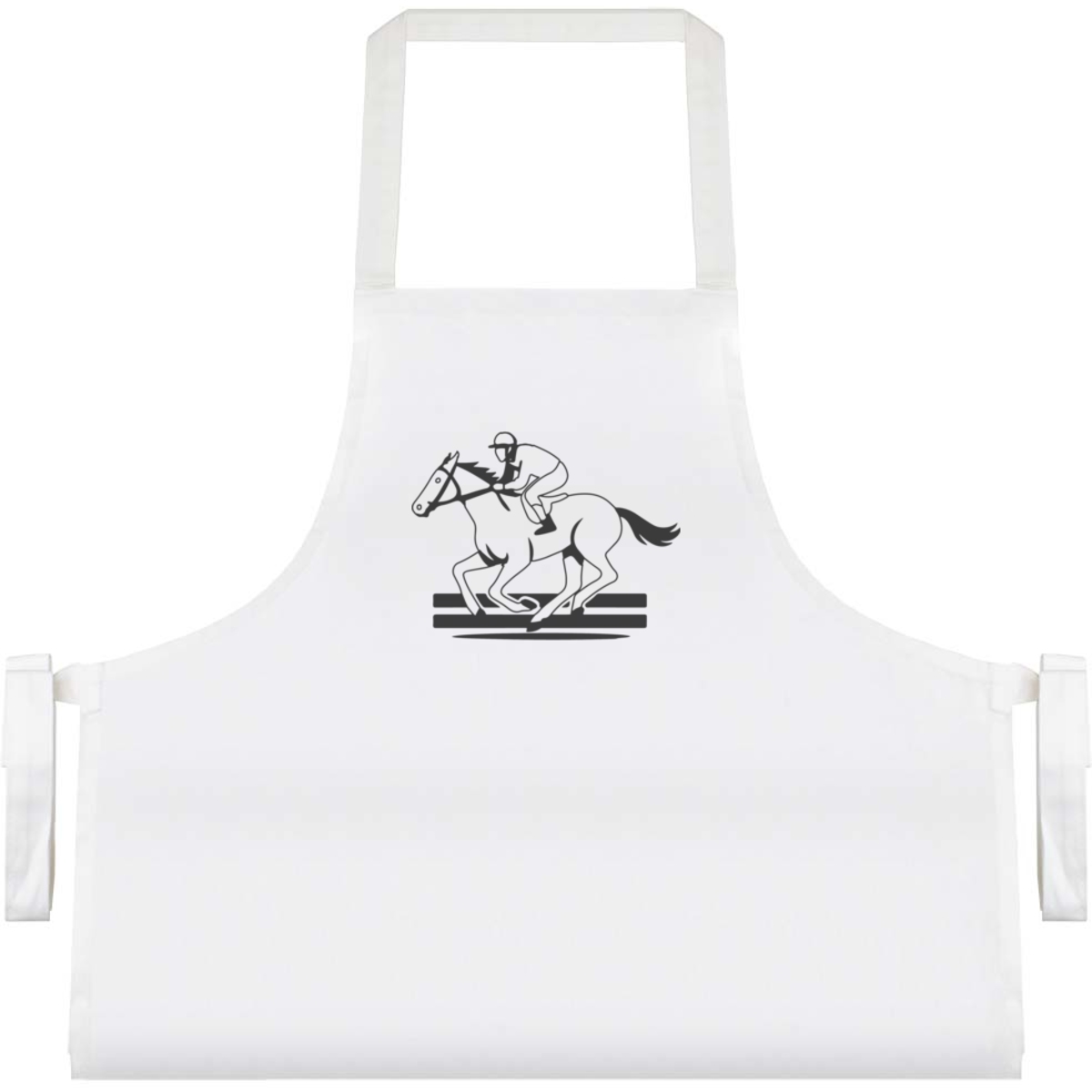 'Racing Horse & Jockey' Unisex Cooking Apron - White - Unisex Kitchen Bib for Baking, Barbecues, Crafts and Gifts (AP00083065)