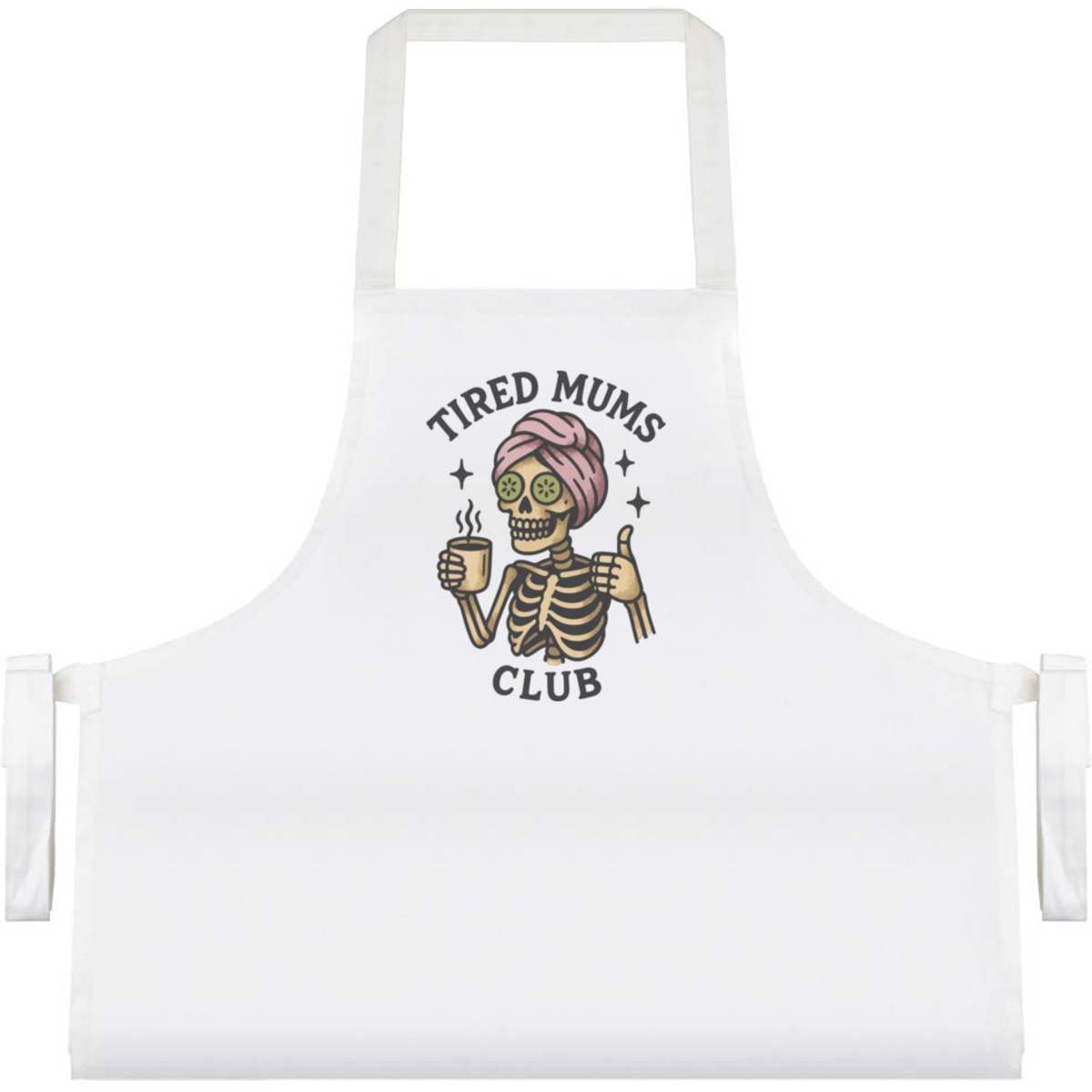'Tired Mums Club' Unisex Cooking Apron - White - Unisex Kitchen Bib for Baking, Barbecues, Crafts and Gifts (AP00085972)