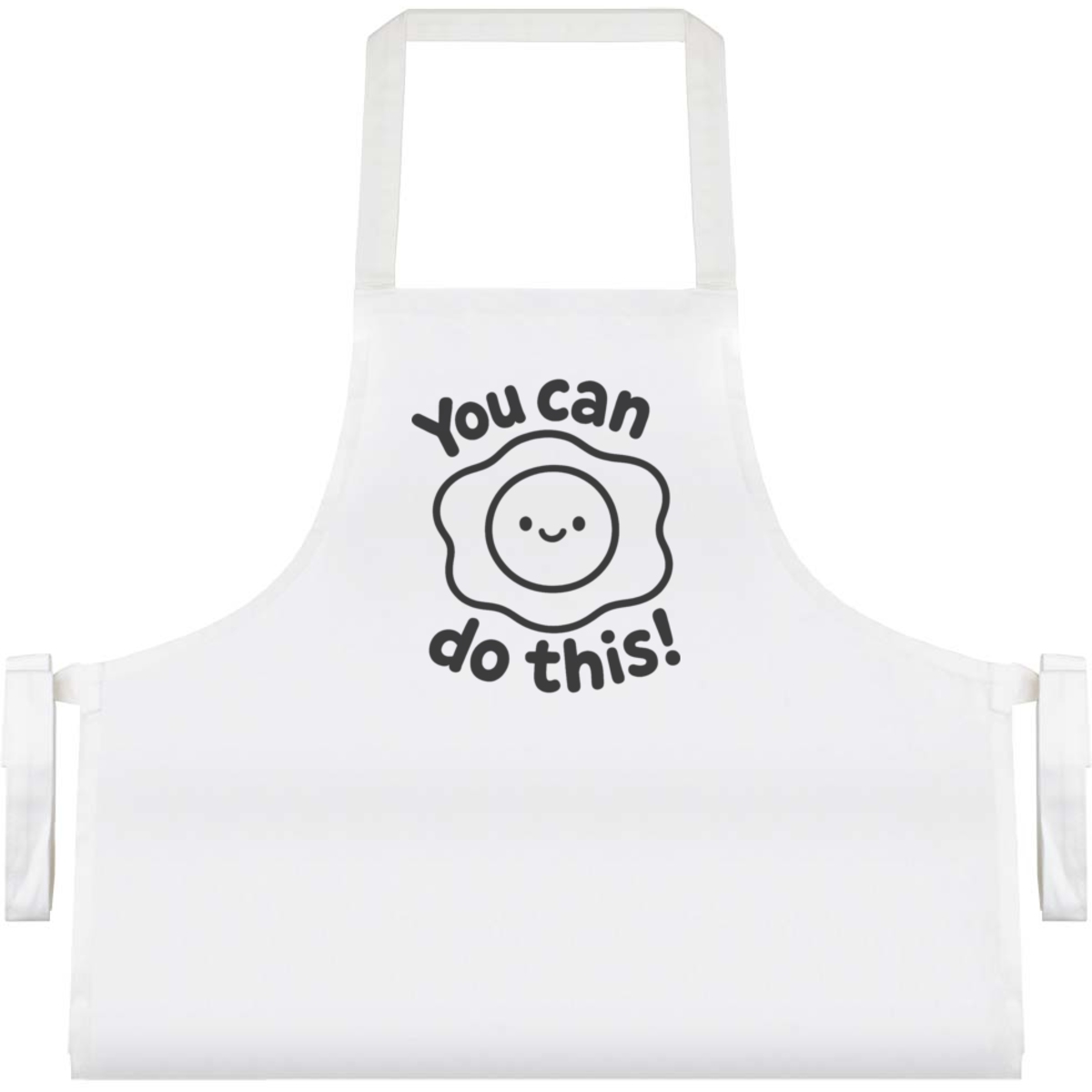 'You Can Do This & Egg' Unisex Cooking Apron - White - Unisex Kitchen Bib for Baking, Barbecues, Crafts and Gifts (AP00086180)