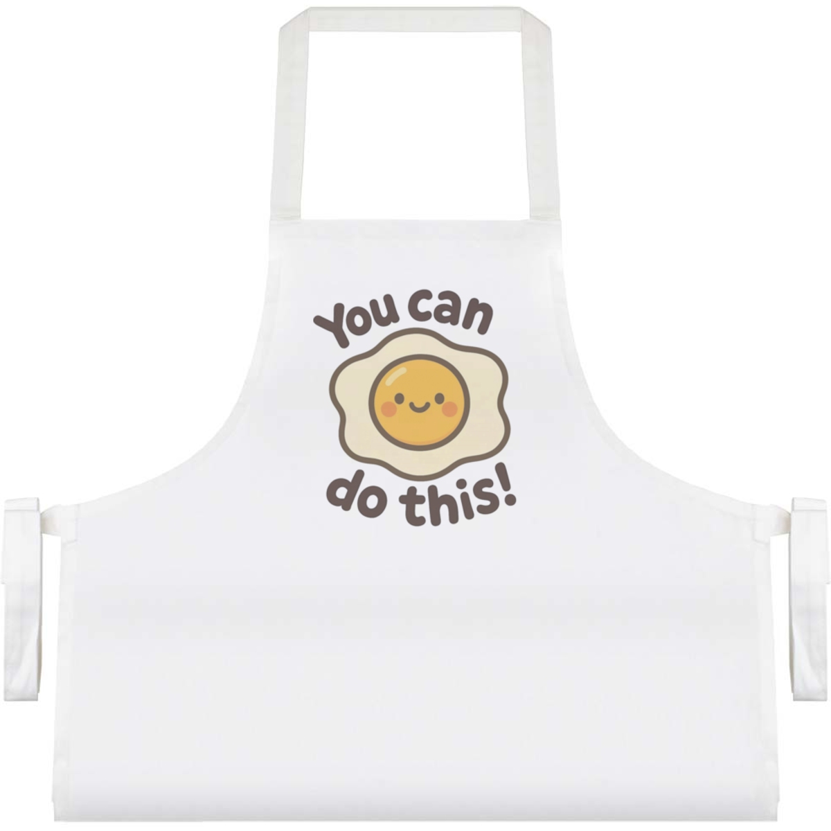 'You Can Do This & Egg' Unisex Cooking Apron - White - Unisex Kitchen Bib for Baking, Barbecues, Crafts and Gifts (AP00086182)