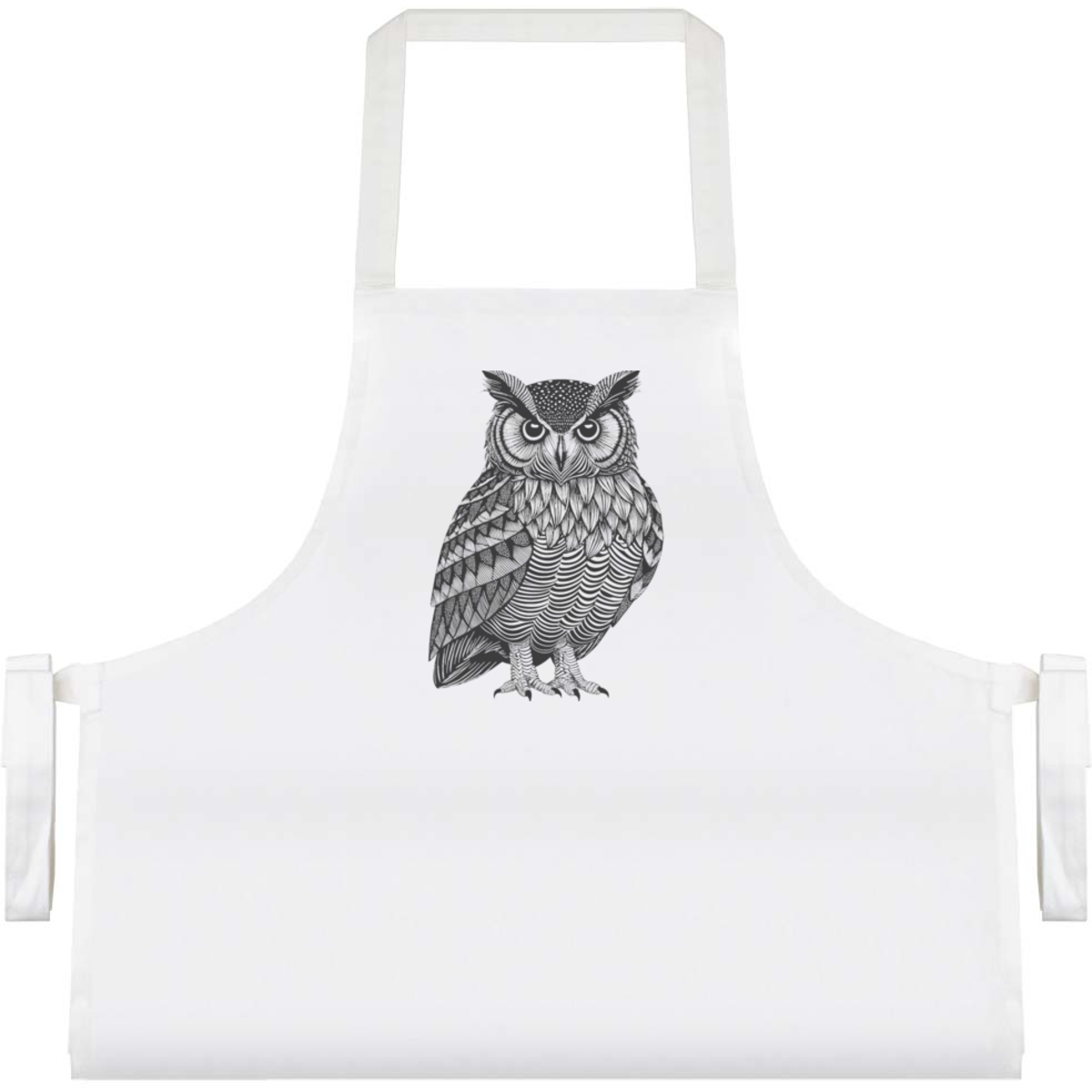 'Beautiful Stylized Black And White Owl ' Unisex Cooking Apron (AP00087081)