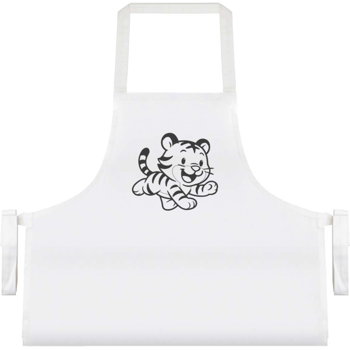 'Cute Baby Tiger' Unisex Cooking Apron - White - Unisex Kitchen Bib for Baking, Barbecues, Crafts and Gifts (AP00087886)