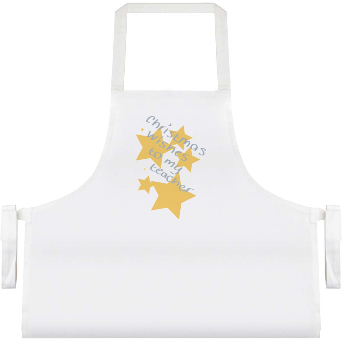 'Christmas Wishes Teacher' Unisex Cooking Apron - White - Unisex Kitchen Bib for Baking, Barbecues, Crafts and Gifts (AP00088350)