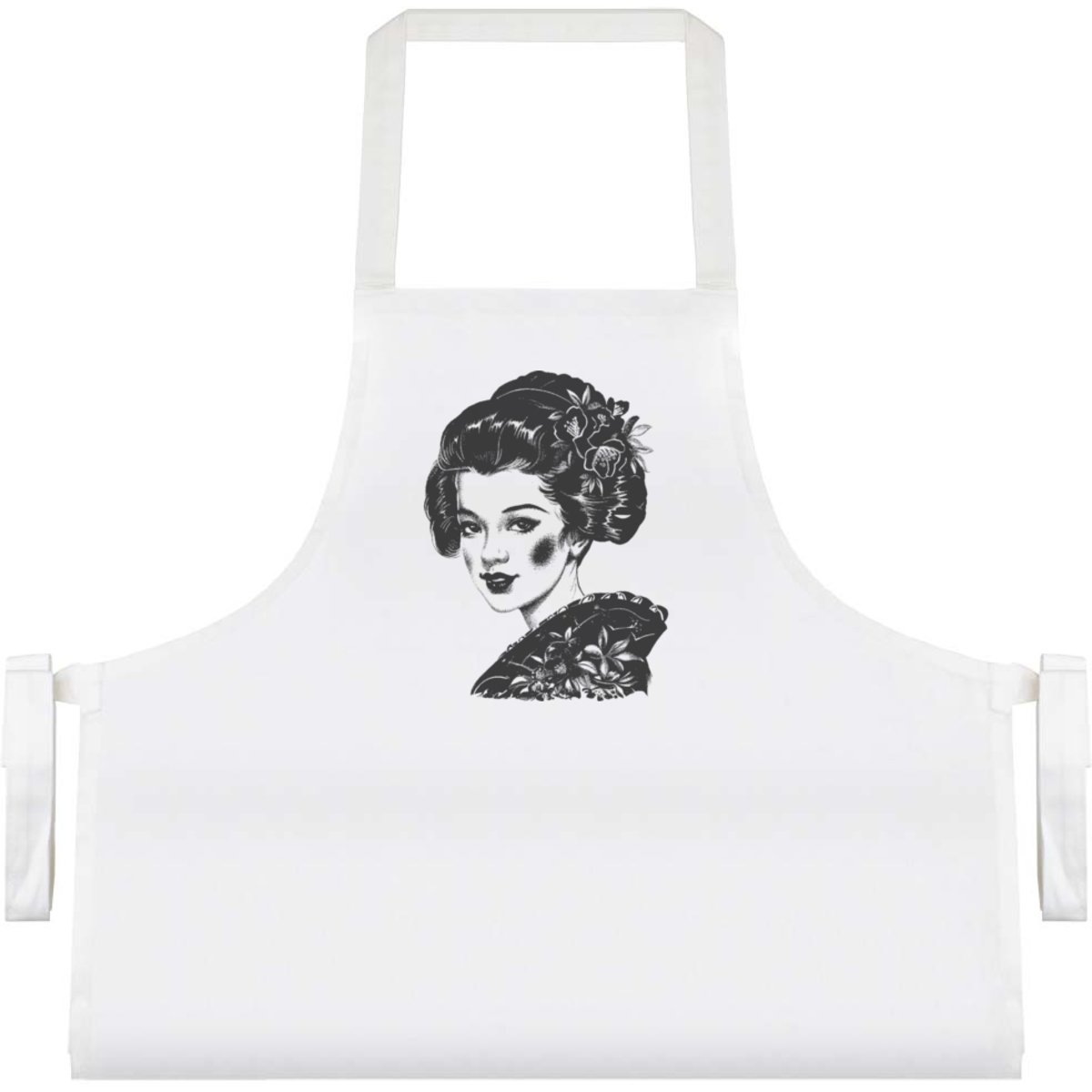 'Beautiful Geisha Portrait' Unisex Cooking Apron - White - Unisex Kitchen Bib for Baking, Barbecues, Crafts and Gifts (AP00090157)