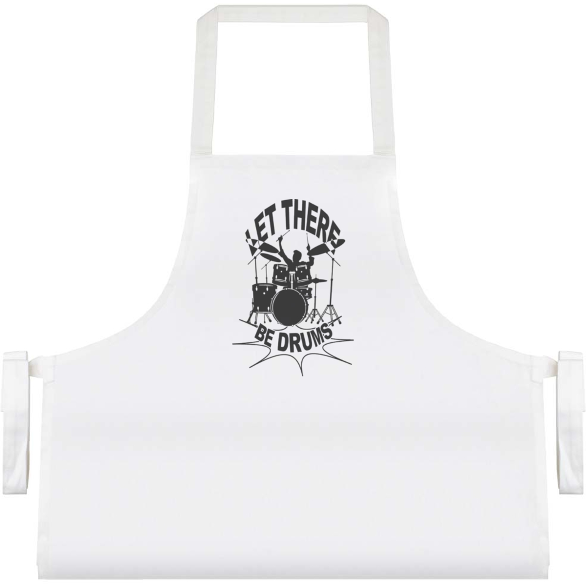 'Rock and Roll Drummer' Unisex Cooking Apron - White - Unisex Kitchen Bib for Baking, Barbecues, Crafts and Gifts (AP00090199)