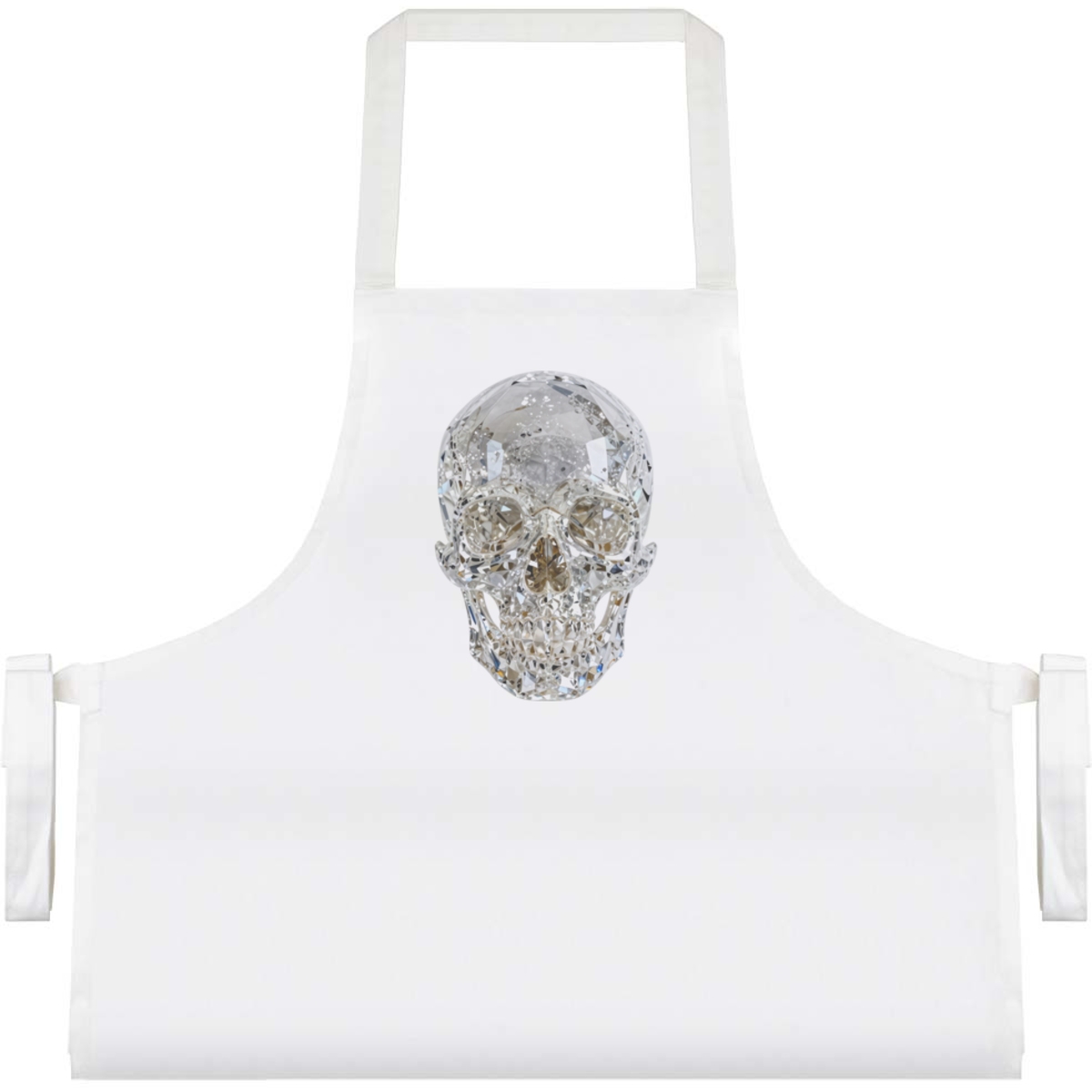 'Diamond Skull' Unisex Cooking Apron - White - Unisex Kitchen Bib for Baking, Barbecues, Crafts and Gifts (AP00092153)
