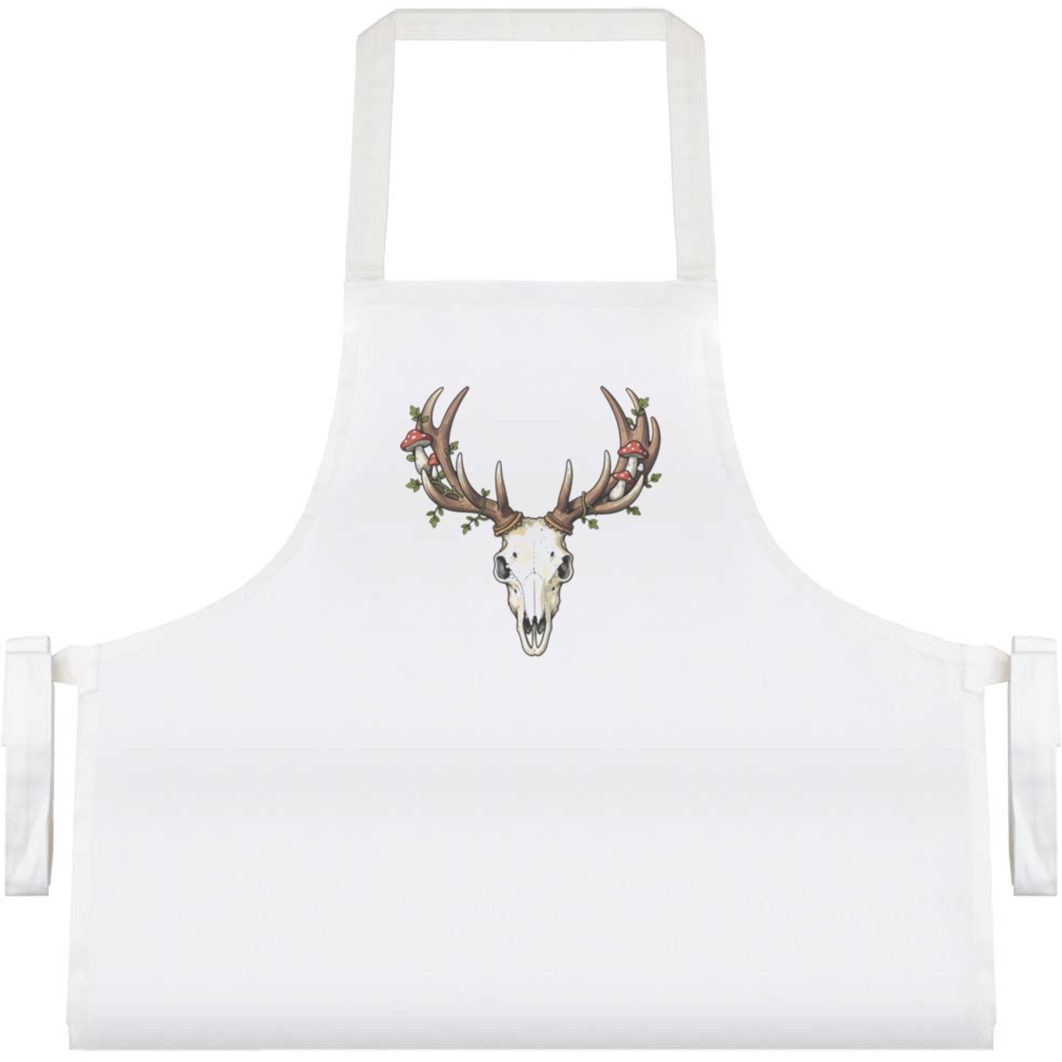 'Deer Skull With Mushrooms and Vines' Unisex Cooking Apron (AP00092990)