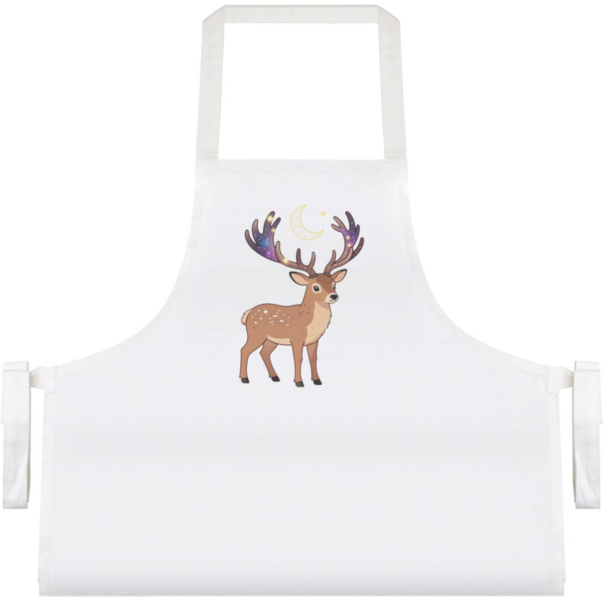 'Stag With Galaxy Antlers' Unisex Cooking Apron - White - Unisex Kitchen Bib for Baking, Barbecues, Crafts and Gifts (AP00093008)