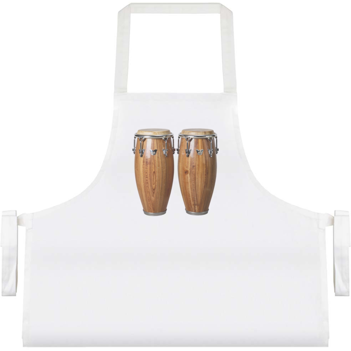 'Conga Drums' Unisex Cooking Apron - White - Unisex Kitchen Bib for Baking, Barbecues, Crafts and Gifts (AP00094233)