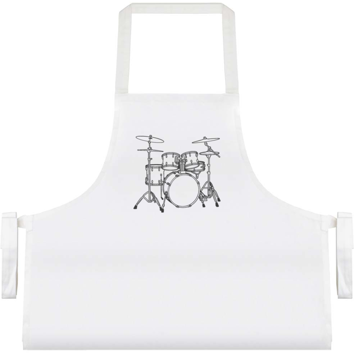 'Drum Kit' Unisex Cooking Apron - White - Unisex Kitchen Bib for Baking, Barbecues, Crafts and Gifts (AP00094241)
