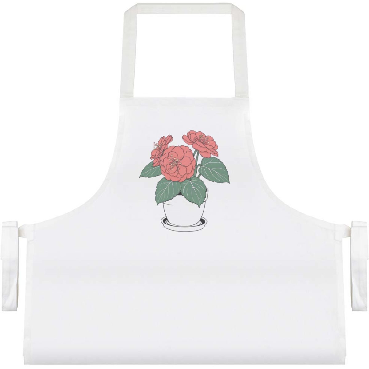 'Potted Begonias' Unisex Cooking Apron - White - Unisex Kitchen Bib for Baking, Barbecues, Crafts and Gifts (AP00094425)