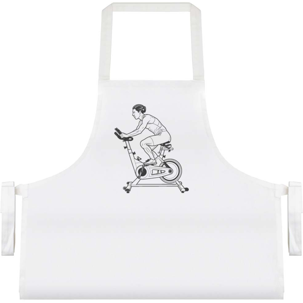 'Spin Bike' Unisex Cooking Apron - White - Unisex Kitchen Bib for Baking, Barbecues, Crafts and Gifts (AP00094605)