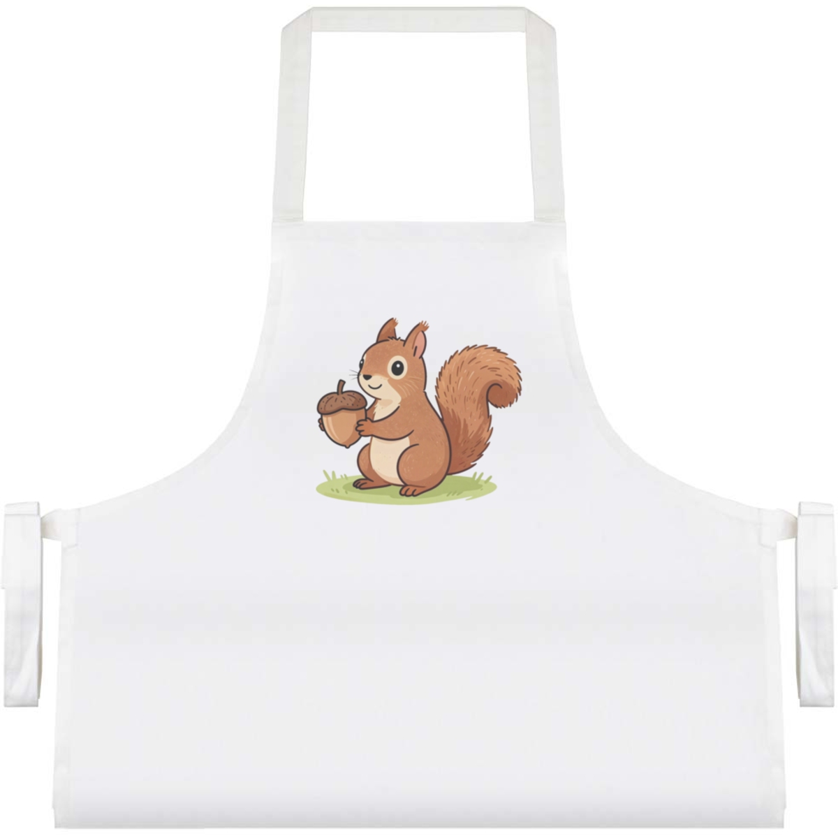 'Squirrel with Acorn' Unisex Cooking Apron - White - Unisex Kitchen Bib for Baking, Barbecues, Crafts and Gifts (AP00094639)