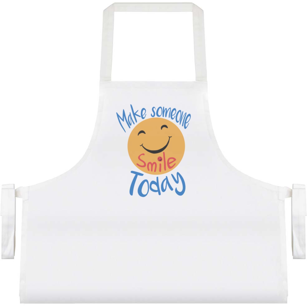 'Make Someone Smile Today' Unisex Cooking Apron - White - Unisex Kitchen Bib for Baking, Barbecues, Crafts and Gifts (AP00094779)