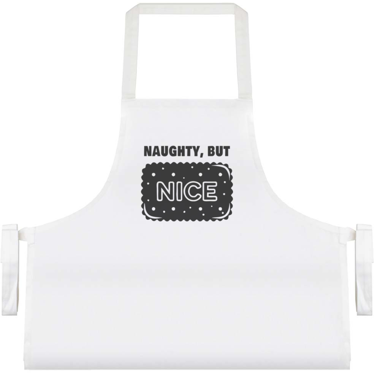 'Naughty But Nice' Unisex Cooking Apron - White - Unisex Kitchen Bib for Baking, Barbecues, Crafts and Gifts (AP00096274)