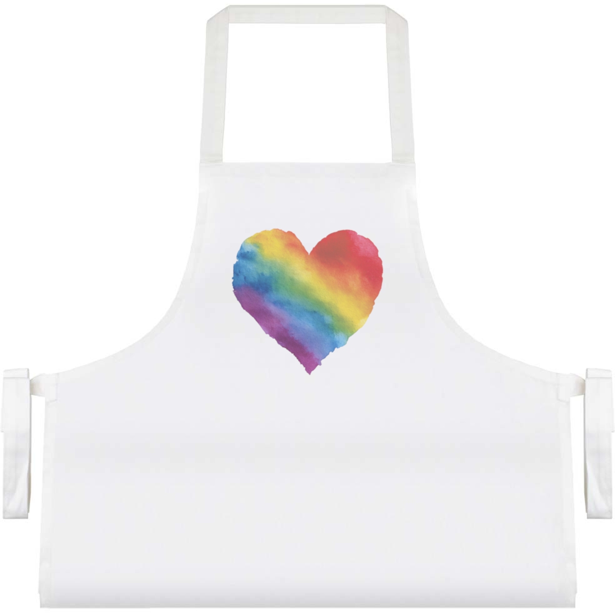 'Rainbow Heart' Unisex Cooking Apron - White - Unisex Kitchen Bib for Baking, Barbecues, Crafts and Gifts (AP00097716)