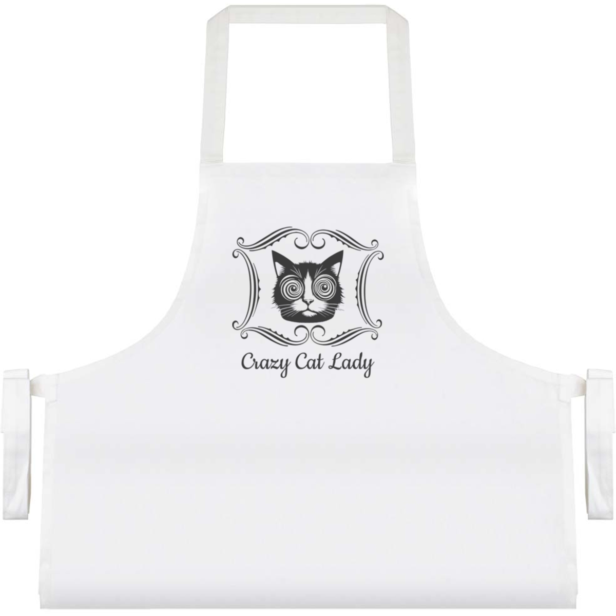 'Funny Crazy Cat Lady' Unisex Cooking Apron - White - Unisex Kitchen Bib for Baking, Barbecues, Crafts and Gifts (AP00098002)