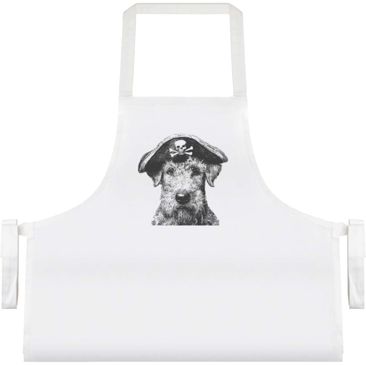 'Airedale Terrier Pirate' Unisex Cooking Apron - White - Unisex Kitchen Bib for Baking, Barbecues, Crafts and Gifts (AP00098172)