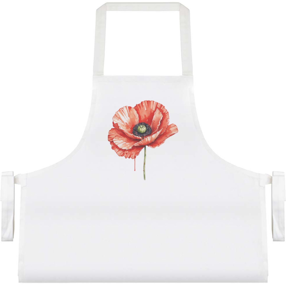 'Painted Style Poppy' Unisex Cooking Apron - White - Unisex Kitchen Bib for Baking, Barbecues, Crafts and Gifts (AP00098640)