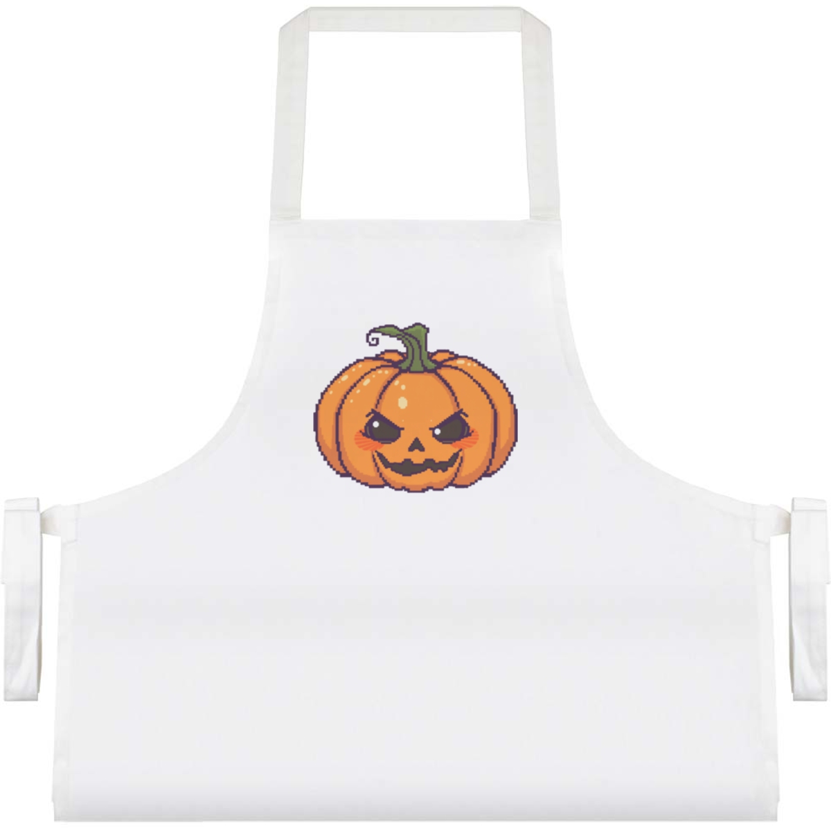 'Evil Pumpkin' Unisex Cooking Apron - White - Unisex Kitchen Bib for Baking, Barbecues, Crafts and Gifts (AP00099101)