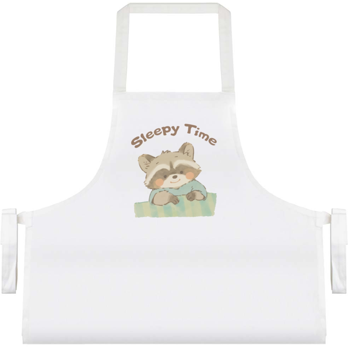 'Sleepy Time Raccoon' Unisex Cooking Apron - White - Unisex Kitchen Bib for Baking, Barbecues, Crafts and Gifts (AP00099151)