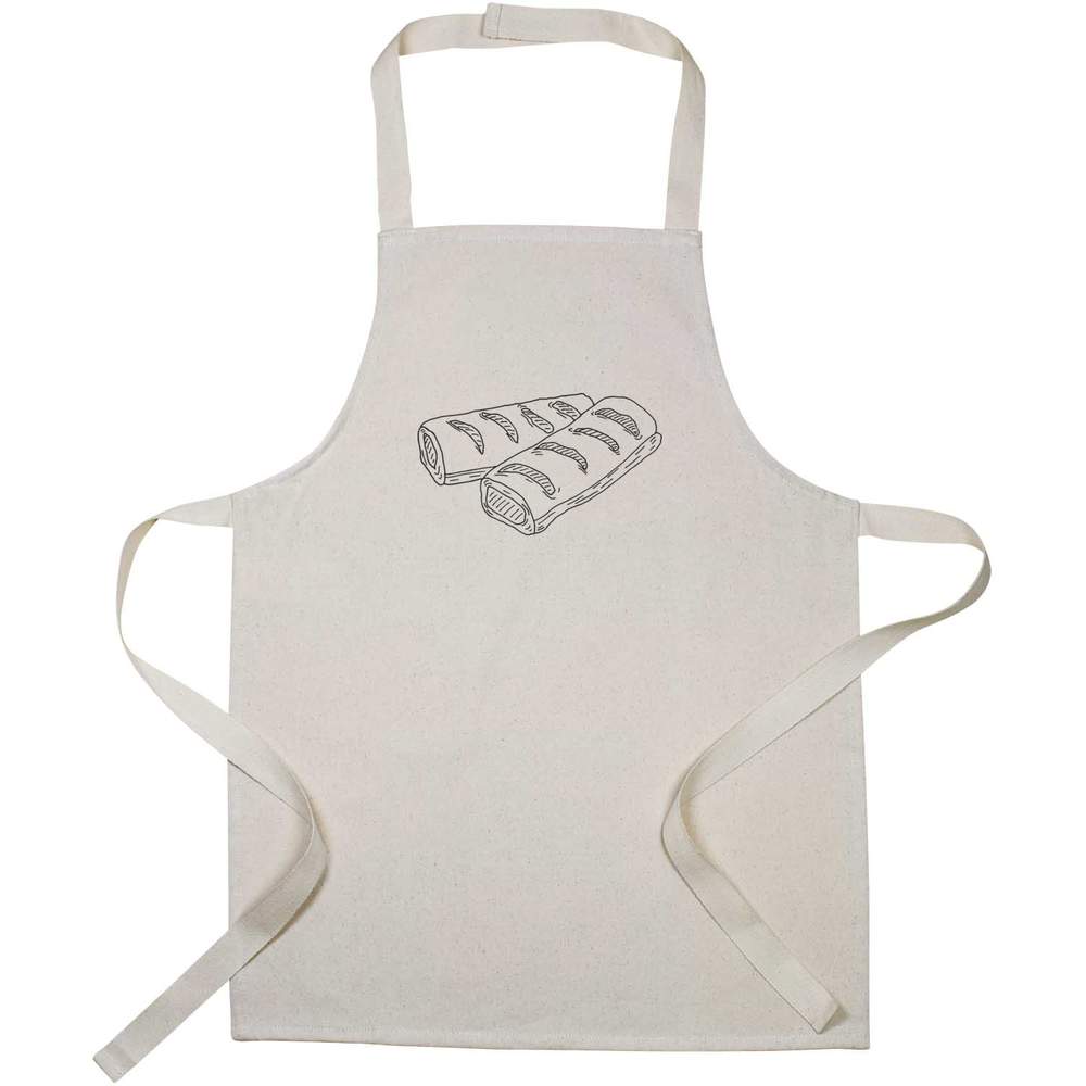 'Sausage Rolls' Kids Canvas Cooking Apron - Children's Kitchen Bib for Baking, Crafts and Messy Play (AP00043183)