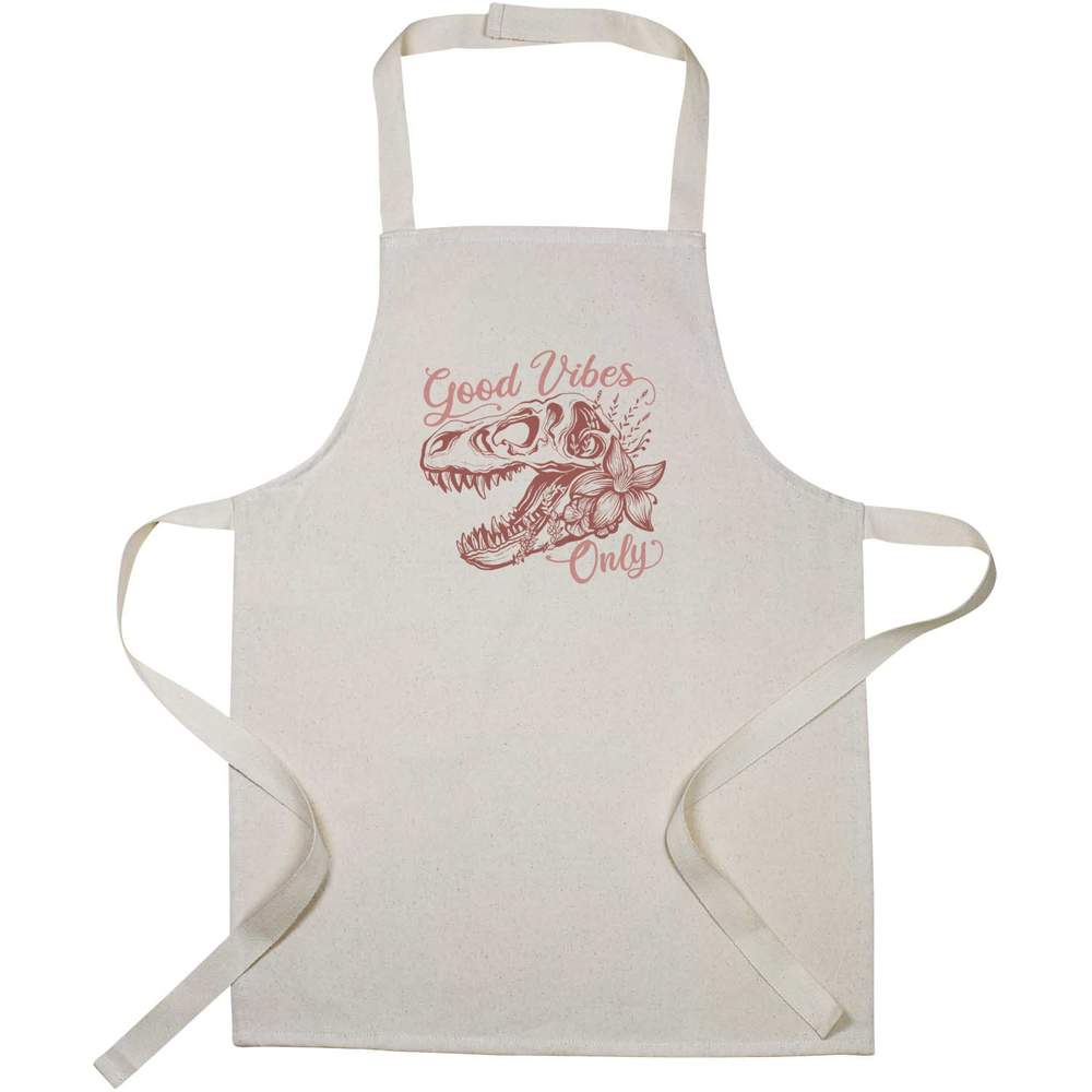 'Good Vibes Floral Dinosaur Skull' Kid’s Cooking Apron (AP00054504)