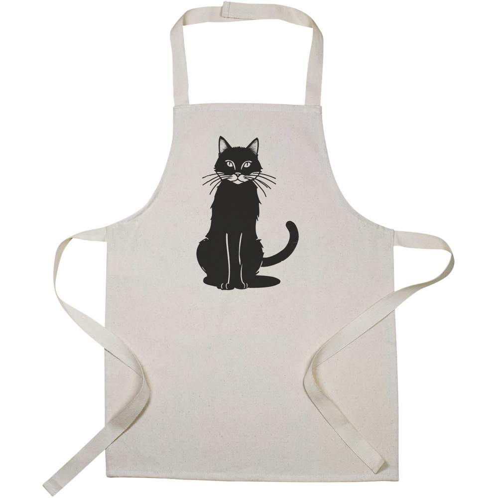'Sitting Cat' Kids Canvas Cooking Apron - Children's Kitchen Bib for Baking, Crafts and Messy Play (AP00062253)