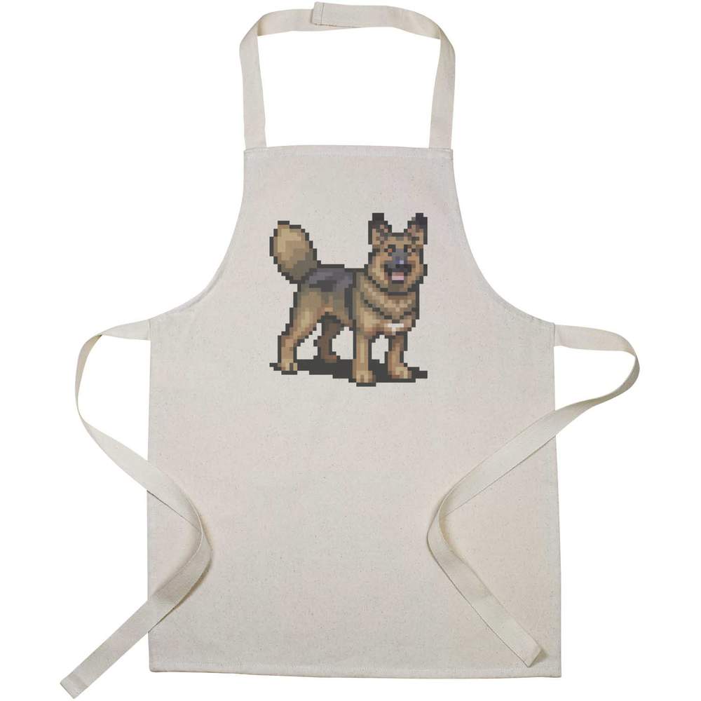 'Pixel Art German Shepherd' Kids Canvas Cooking Apron - Children's Kitchen Bib for Baking, Crafts and Messy Play (AP00062519)