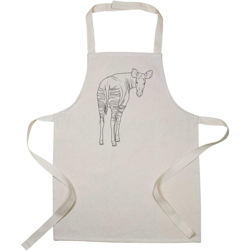 'Okapi Looking Back' Kids Canvas Cooking Apron - Children's Kitchen Bib for Baking, Crafts and Messy Play (AP00066775)
