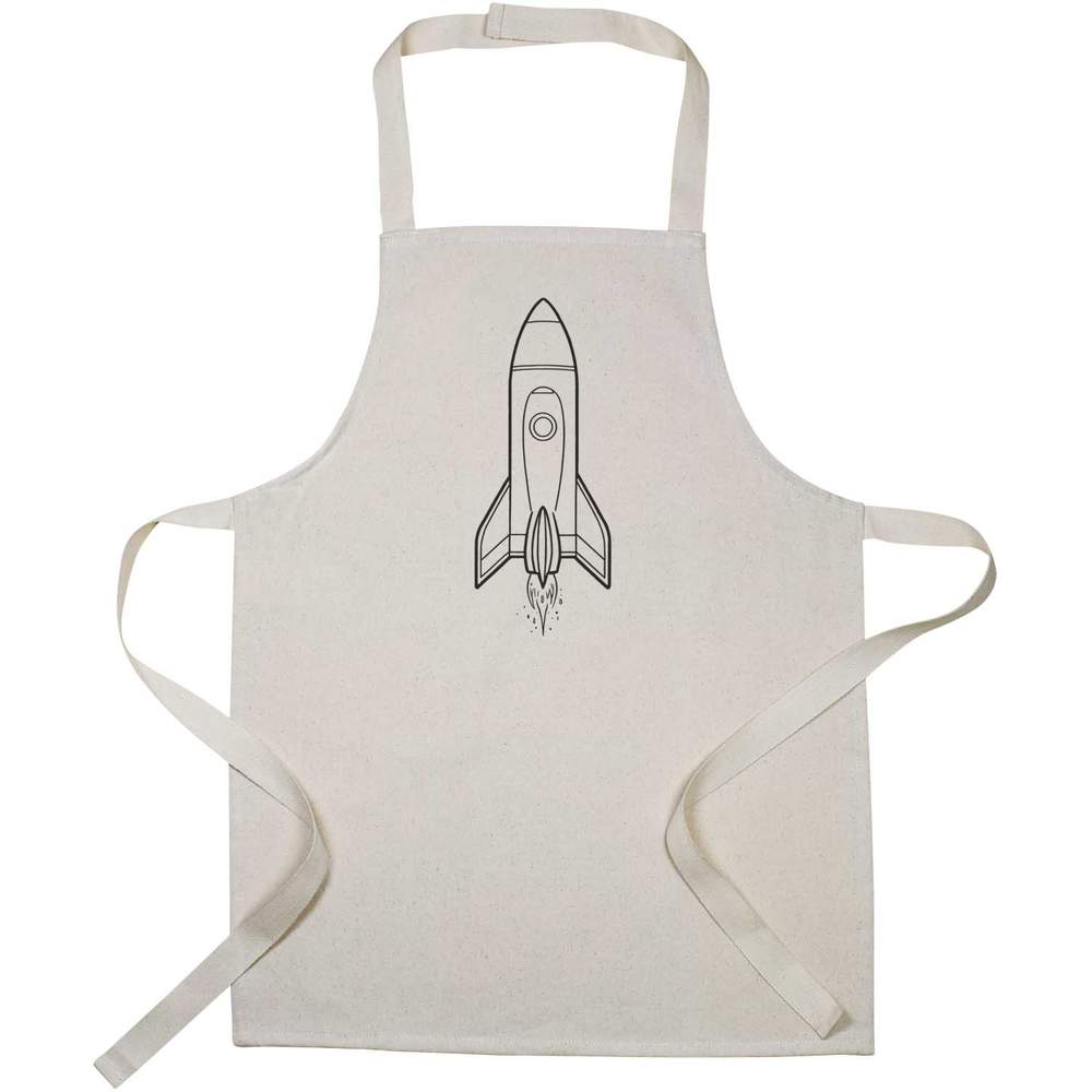 'Space Rocket' Kids Canvas Cooking Apron - Children's Kitchen Bib for Baking, Crafts and Messy Play (AP00069161)