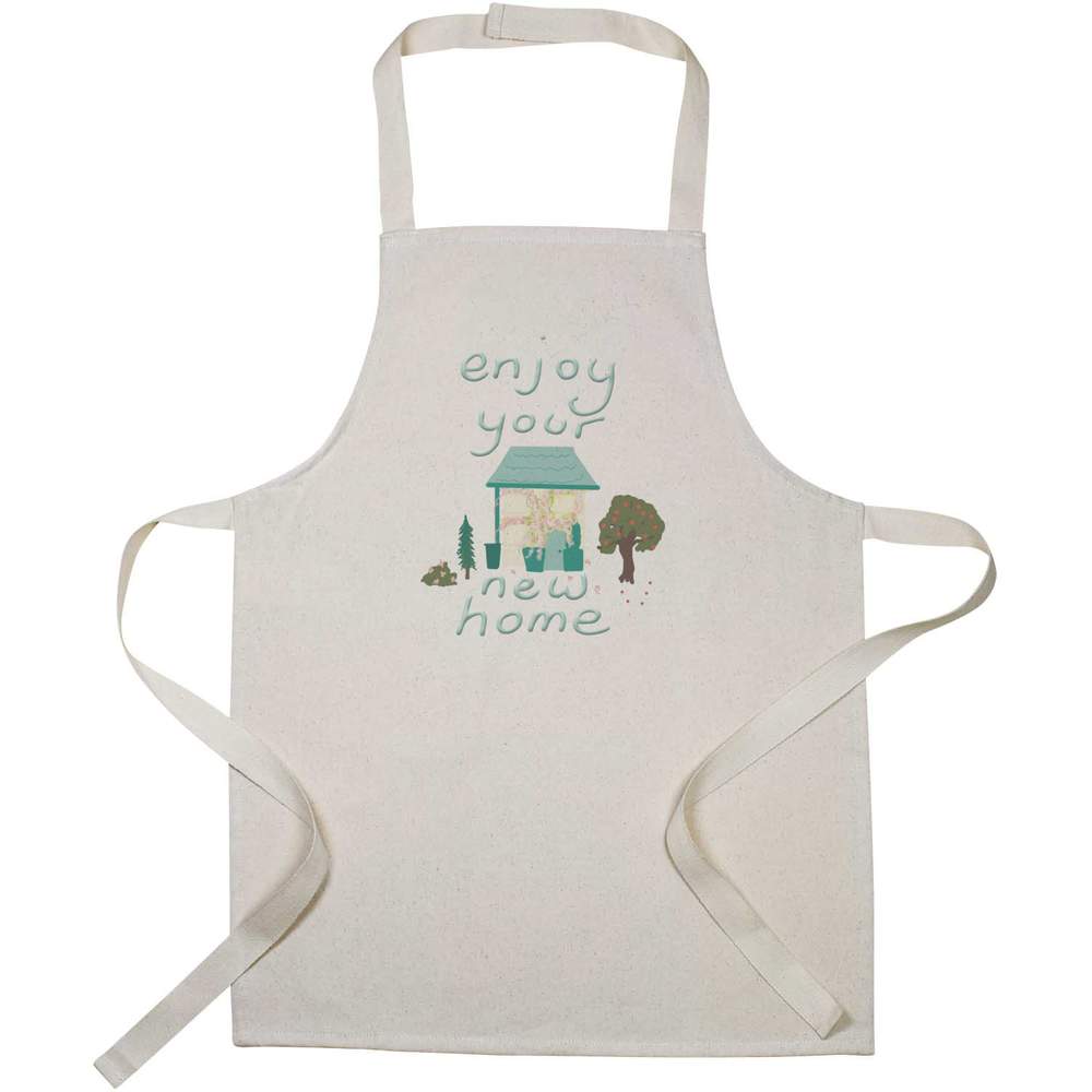 'Enjoy Your New Home' Kids Canvas Cooking Apron - Children's Kitchen Bib for Baking, Crafts and Messy Play (AP00070214)