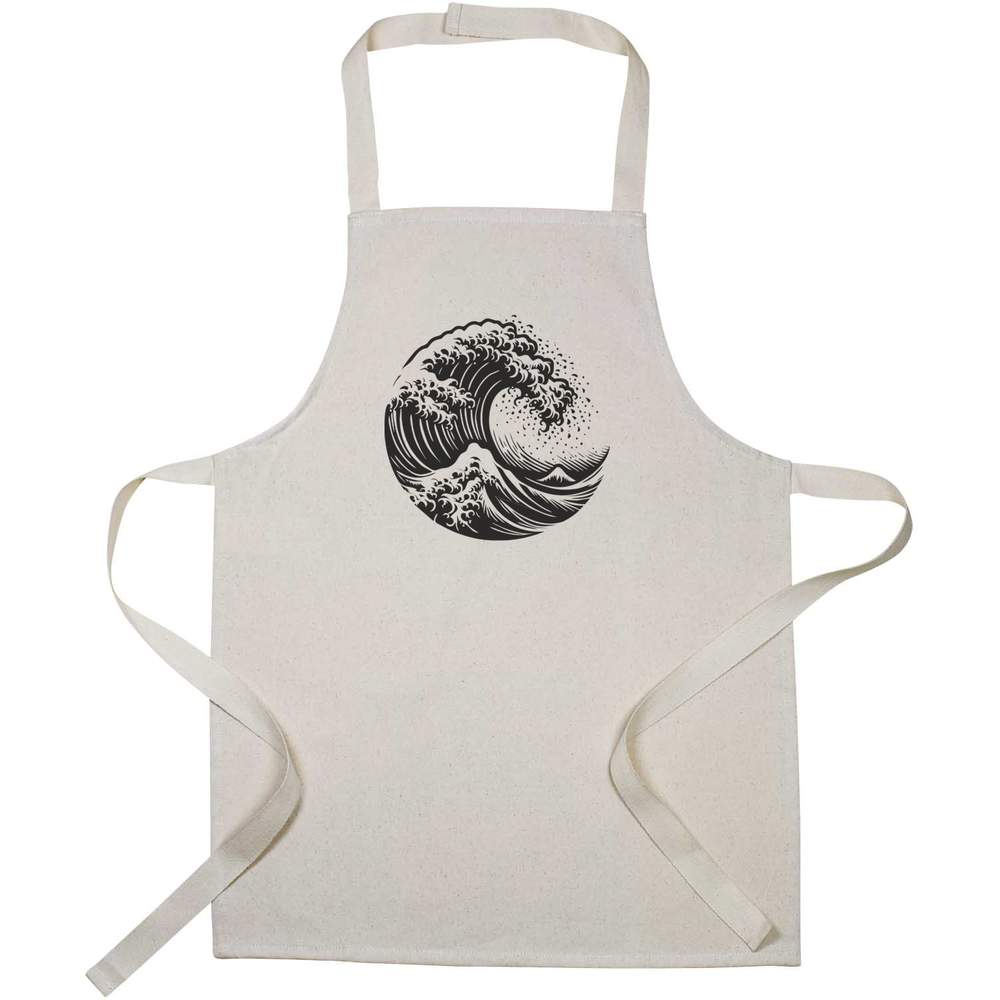 'Tsunami Ocean Wave' Kids Canvas Cooking Apron - Children's Kitchen Bib for Baking, Crafts and Messy Play (AP00071061)