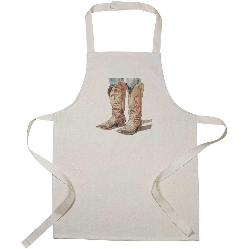 'Cowboy Boots' Kids Canvas Cooking Apron - Children's Kitchen Bib for Baking, Crafts and Messy Play (AP00071865)