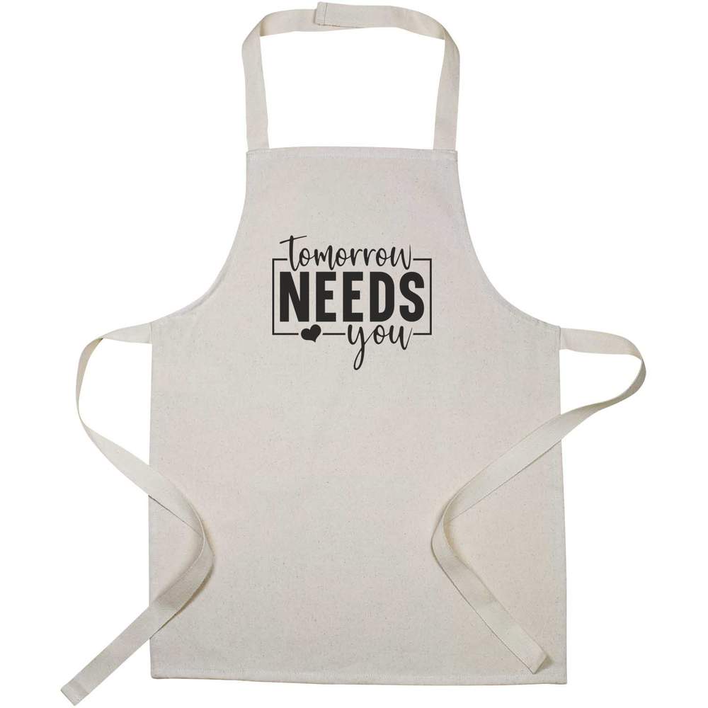'Tomorrow Needs You' Kids Canvas Cooking Apron - Children's Kitchen Bib for Baking, Crafts and Messy Play (AP00076317)