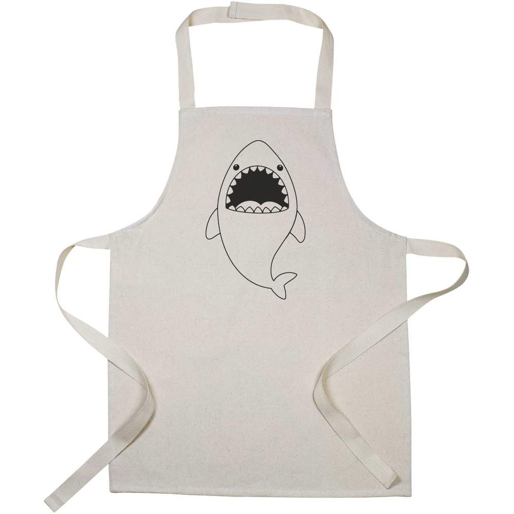 'Cute Shark' Kids Canvas Cooking Apron - Children's Kitchen Bib for Baking, Crafts and Messy Play (AP00076923)