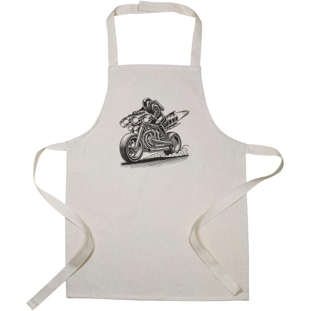 'Rocket Powered Motorcycle' Kids Canvas Cooking Apron - Children's Kitchen Bib for Baking, Crafts and Messy Play (AP00078150)
