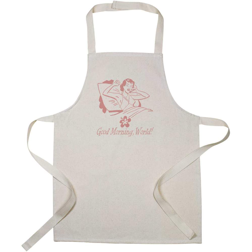 'Good Morning World' Kids Canvas Cooking Apron - Children's Kitchen Bib for Baking, Crafts and Messy Play (AP00078942)