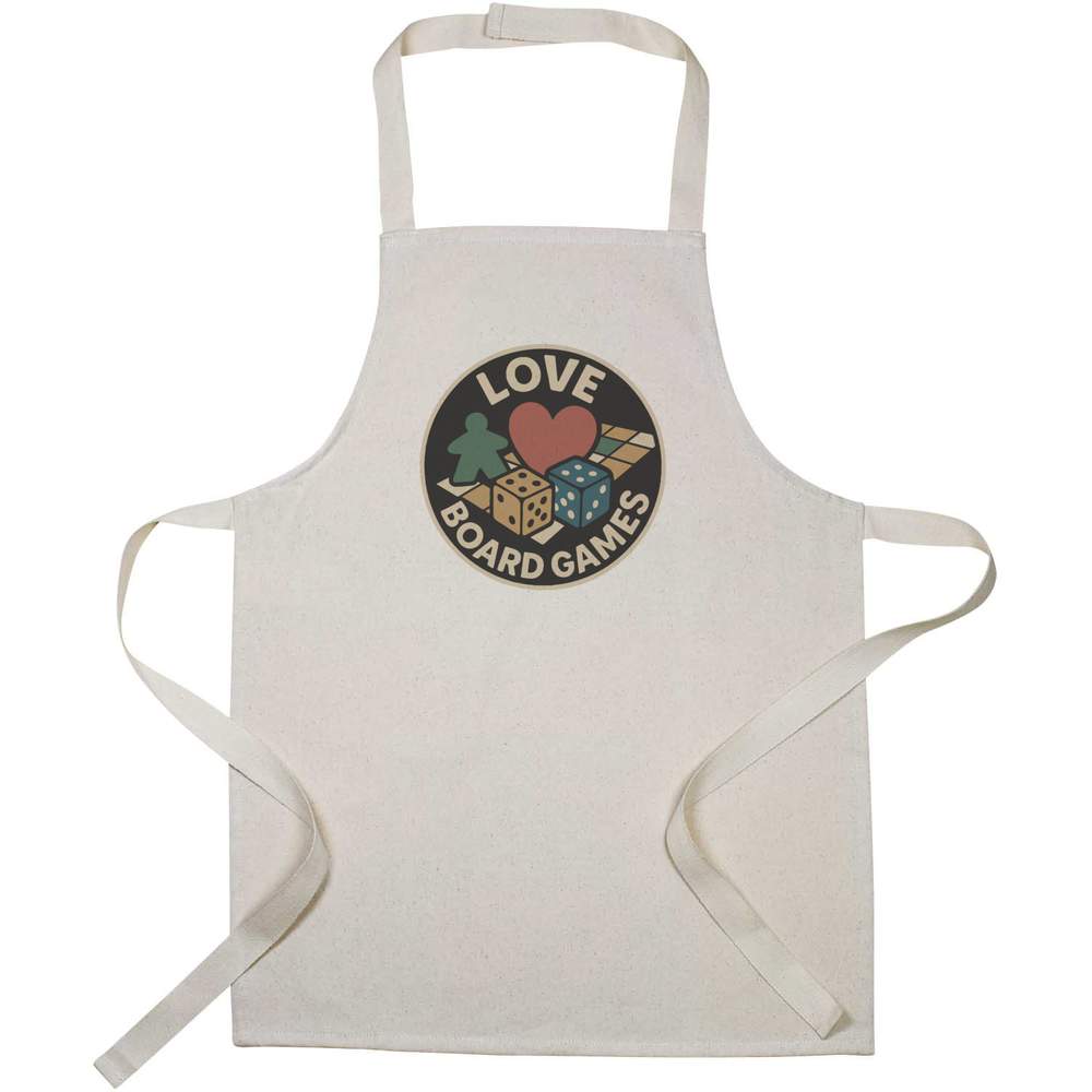 'Love Board Games' Kids Canvas Cooking Apron - Children's Kitchen Bib for Baking, Crafts and Messy Play (AP00080572)